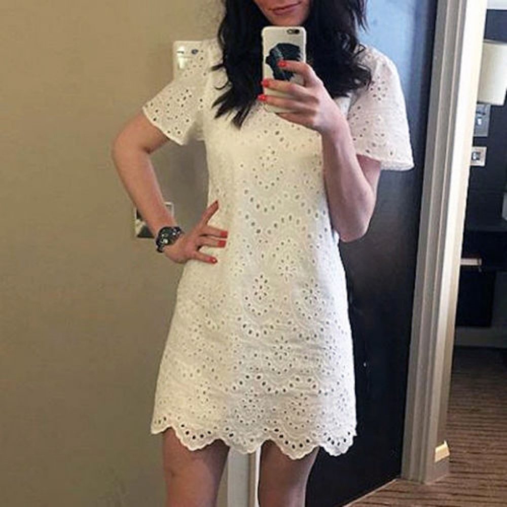 ZARA OPEN WORK WHITE EMBROIDERED COTTON DRESS BRAND NEW WITH TAGS XS